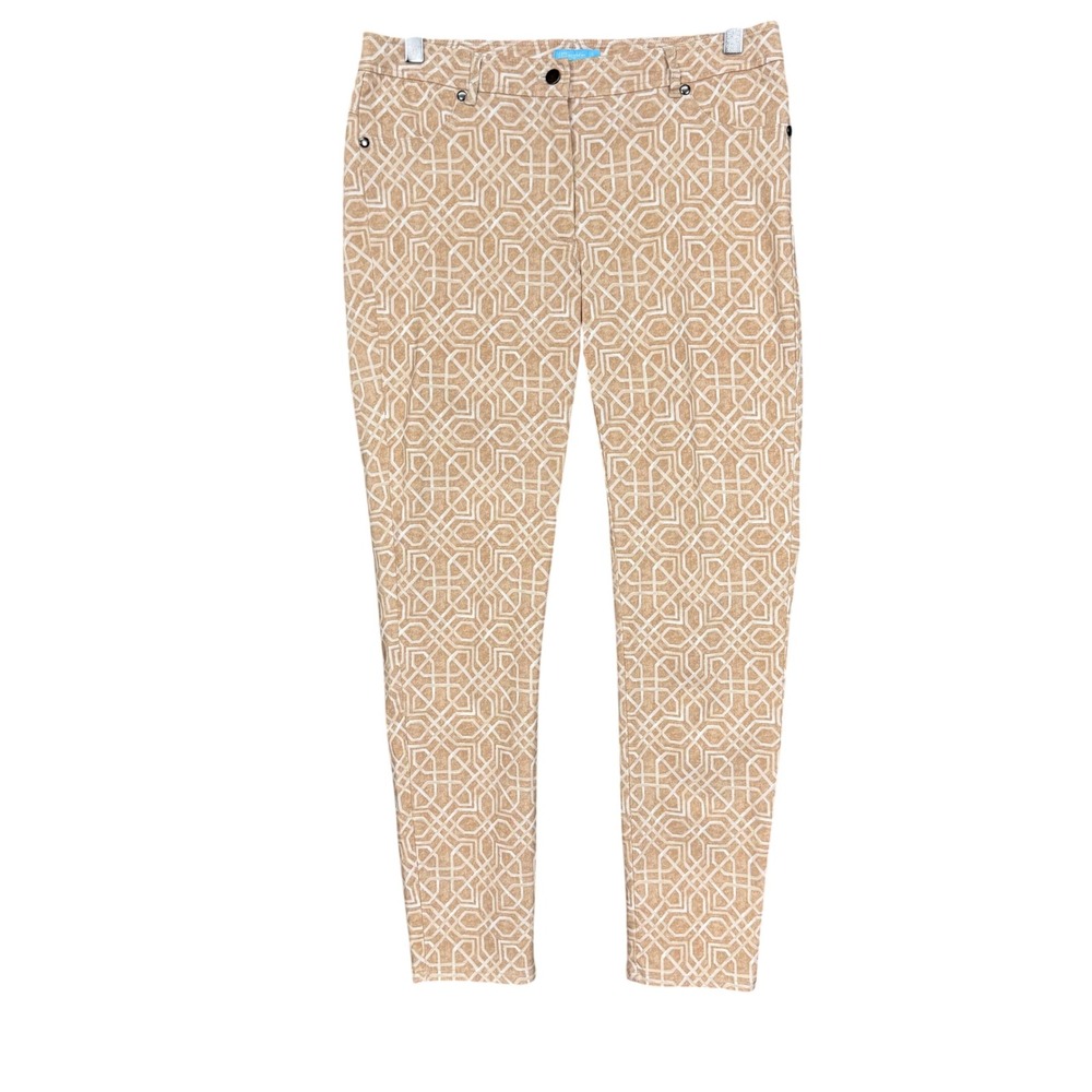 J McLaughlin Pants Womens 6 Tan‎ Geometric Trellis Slim Leg Stretch 32x28